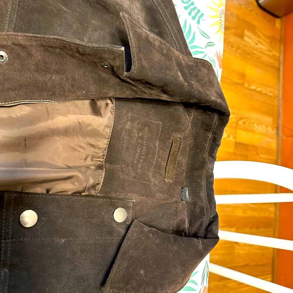 Round tree leather jacket